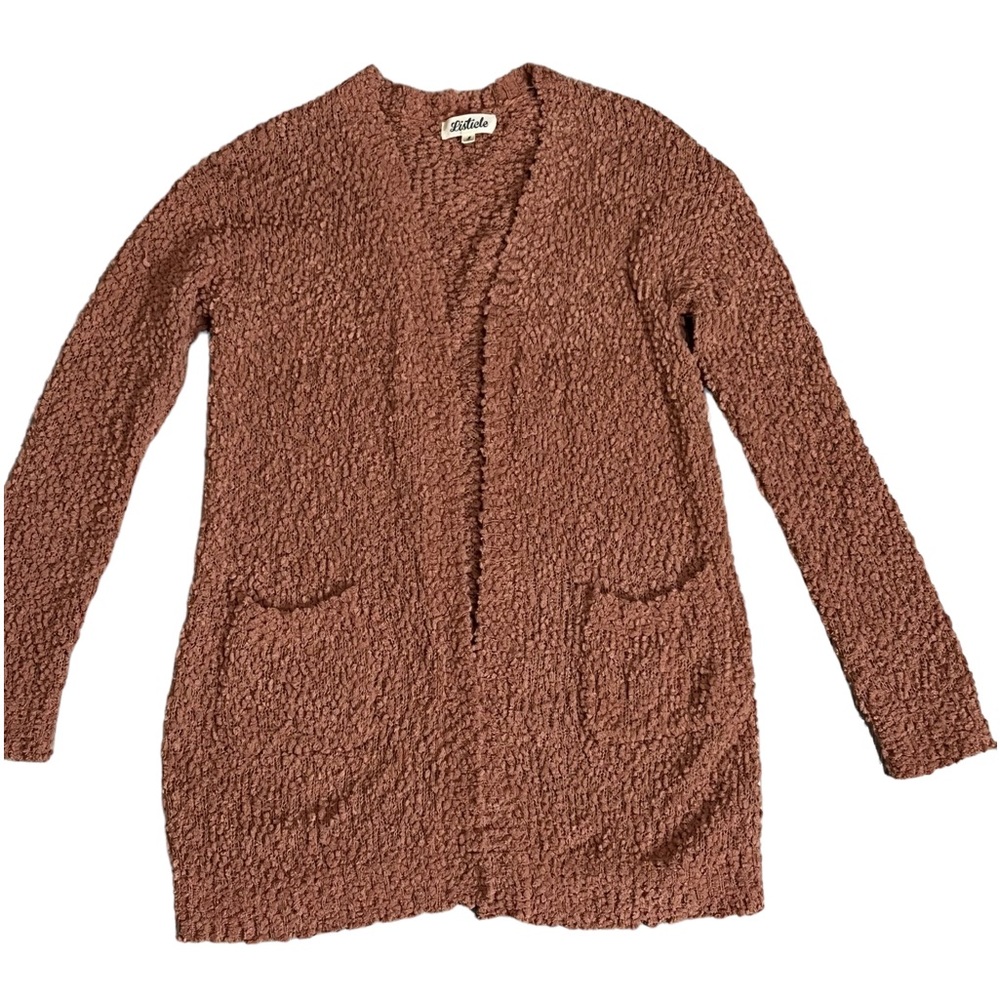 Listicle Lanae Peach Popcorn Cardigan, Size Small, Like New,